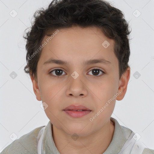 Neutral white child male with short  brown hair and brown eyes