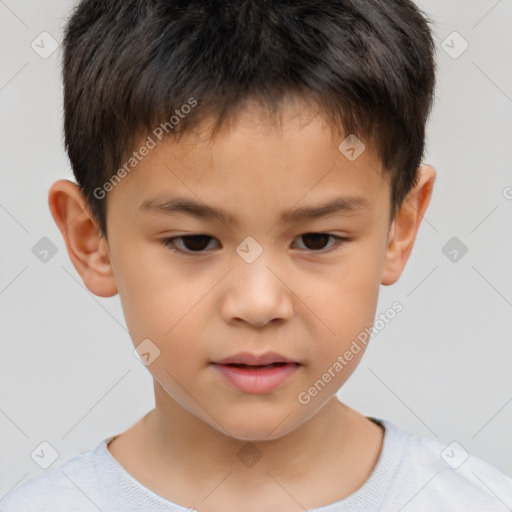 Neutral white child male with short  brown hair and brown eyes