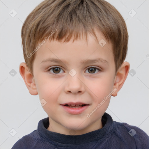 Neutral white child male with short  brown hair and brown eyes