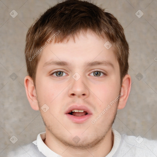 Neutral white child male with short  brown hair and brown eyes