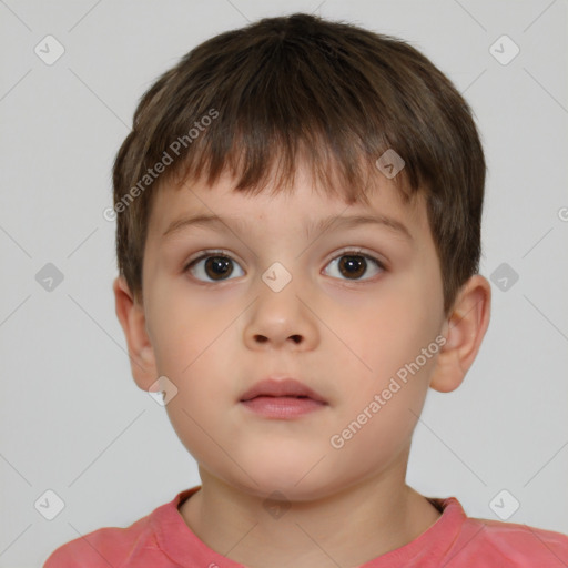 Neutral white child male with short  brown hair and brown eyes