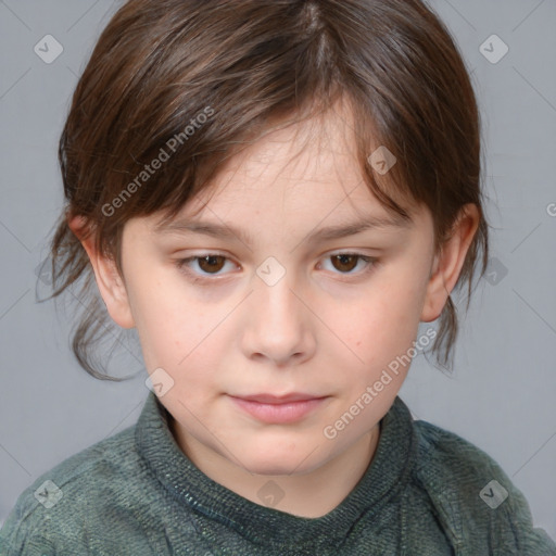 Neutral white child female with medium  brown hair and brown eyes