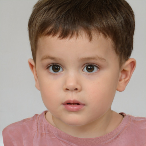 Neutral white child male with short  brown hair and brown eyes