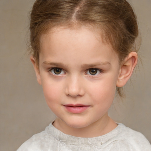 Neutral white child female with short  brown hair and brown eyes