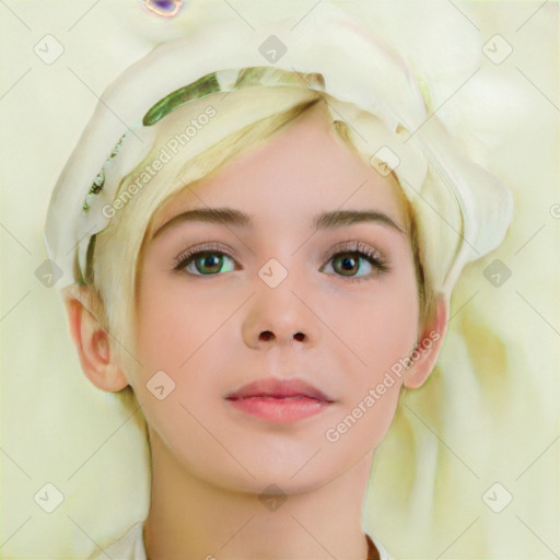 Neutral white child female with short  brown hair and brown eyes