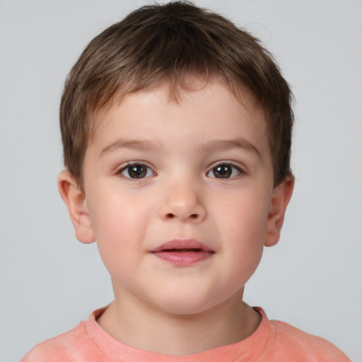 Neutral white child male with short  brown hair and brown eyes