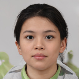 Neutral asian young-adult female with medium  brown hair and brown eyes