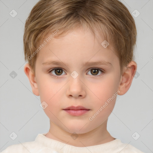 Neutral white child female with short  brown hair and brown eyes