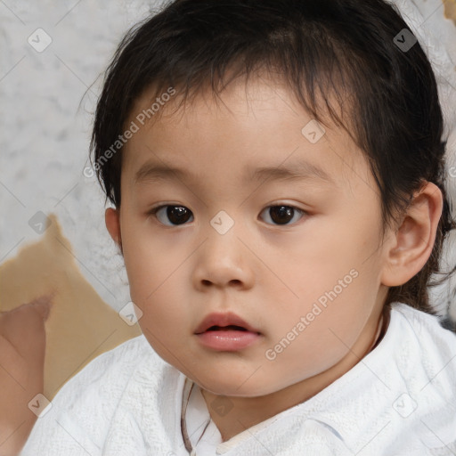 Neutral white child female with short  brown hair and brown eyes