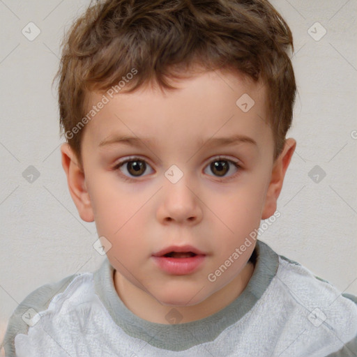 Neutral white child male with short  brown hair and brown eyes