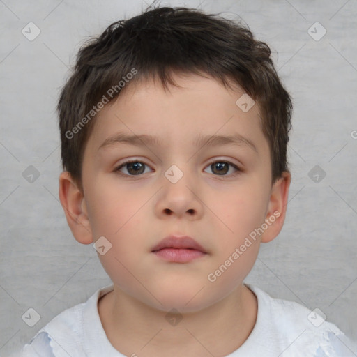 Neutral white child male with short  brown hair and brown eyes