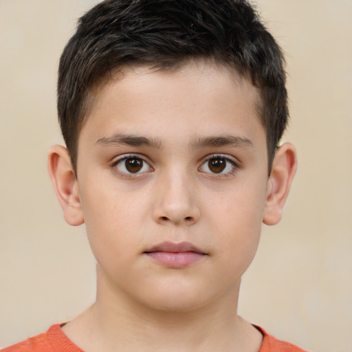 Neutral white child male with short  brown hair and brown eyes