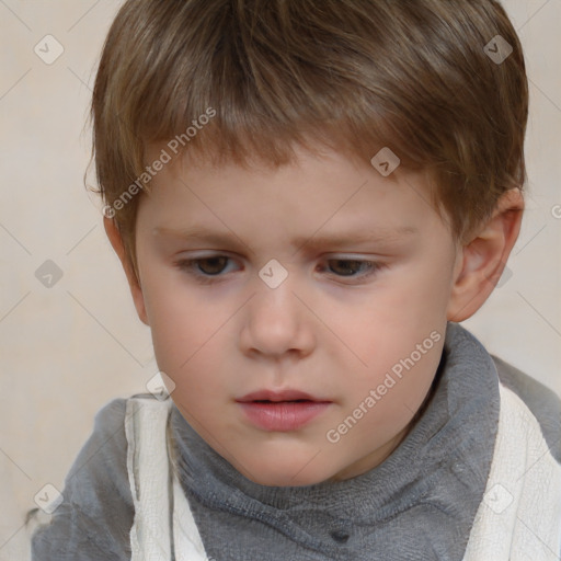 Neutral white child male with short  brown hair and brown eyes