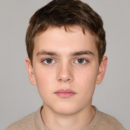 Neutral white child male with short  brown hair and brown eyes