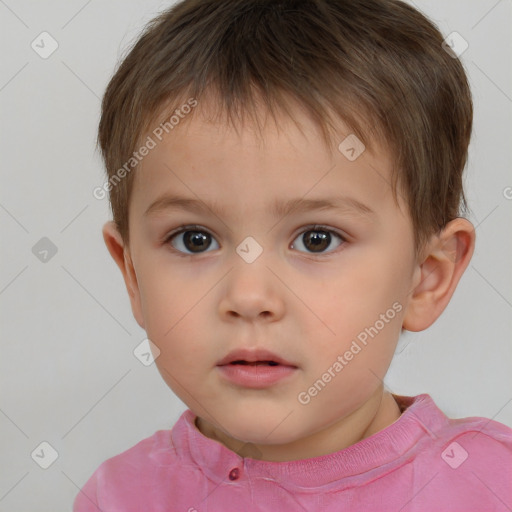 Neutral white child male with short  brown hair and brown eyes