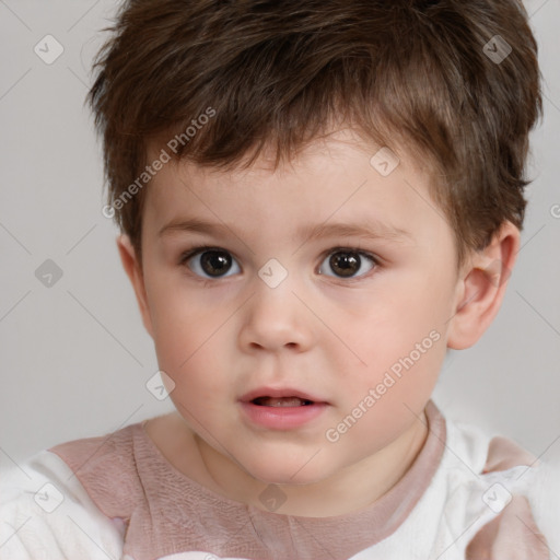 Neutral white child male with short  brown hair and brown eyes