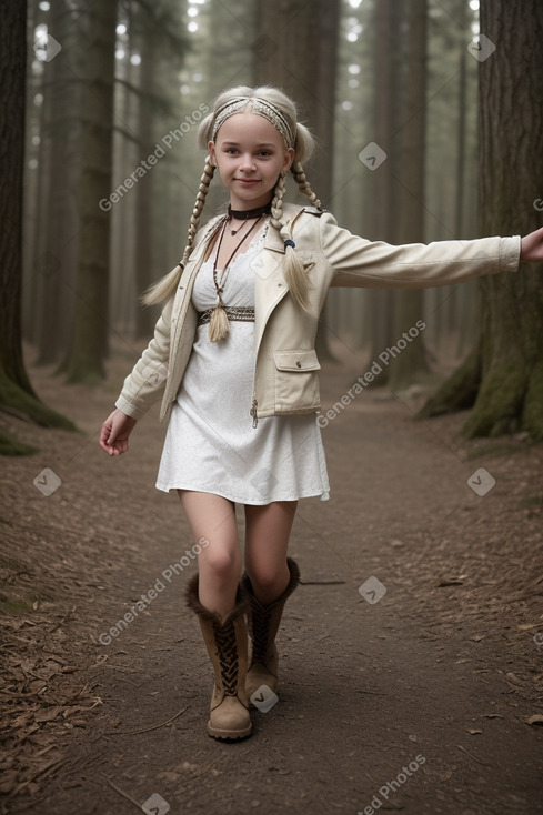 Caucasian child female with  white hair