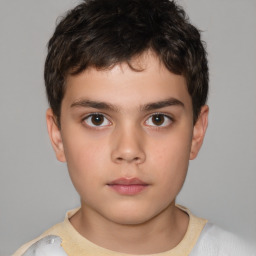 Neutral white child male with short  brown hair and brown eyes