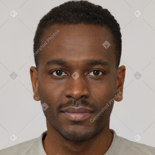 Neutral black young-adult male with short  brown hair and brown eyes