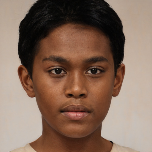 Neutral black young-adult male with short  brown hair and brown eyes