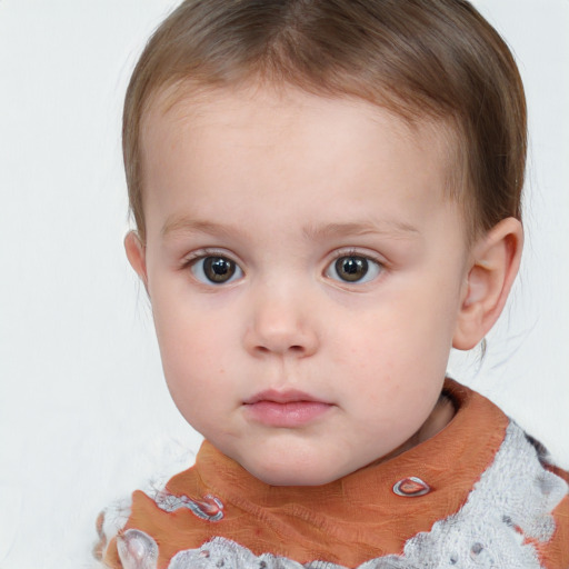 Neutral white child female with short  brown hair and brown eyes