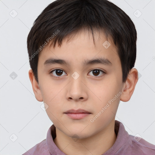 Neutral white child male with short  brown hair and brown eyes