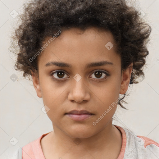 Neutral white child female with short  brown hair and brown eyes