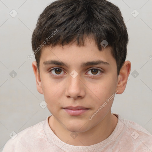 Neutral white child male with short  brown hair and brown eyes