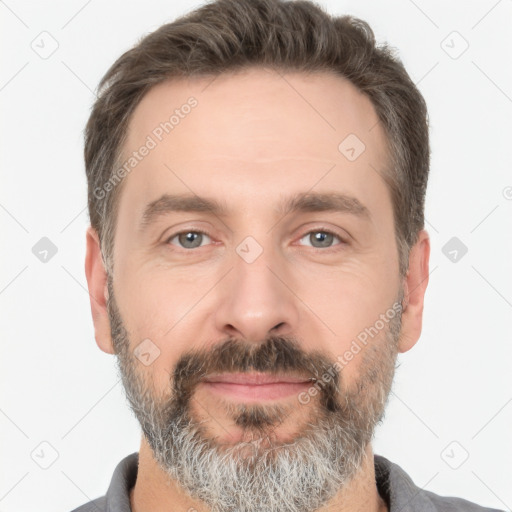 Neutral white adult male with short  brown hair and brown eyes