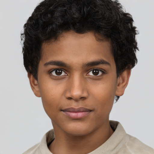 Neutral black child male with short  brown hair and brown eyes