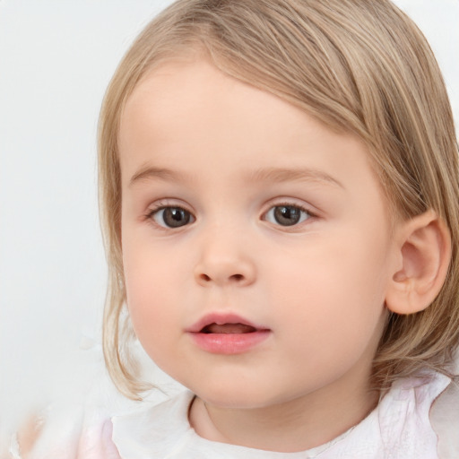 Neutral white child female with medium  brown hair and brown eyes