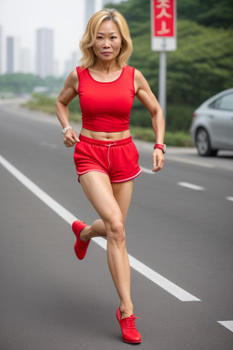 Chinese middle-aged female with  blonde hair