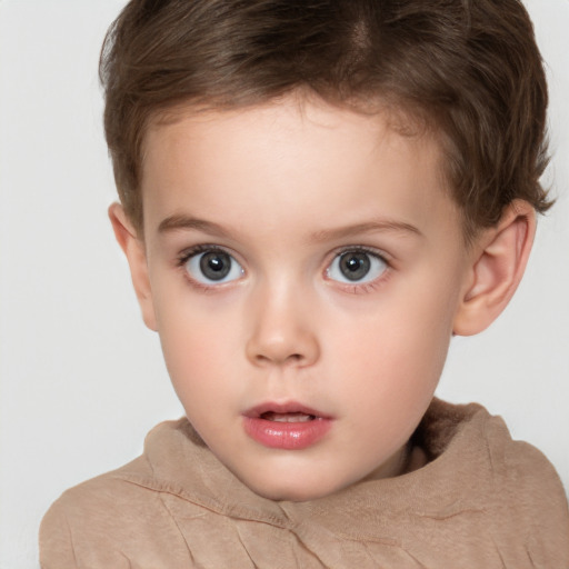 Neutral white child male with short  brown hair and brown eyes