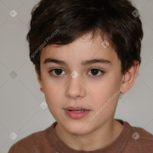 Neutral white child male with short  brown hair and brown eyes