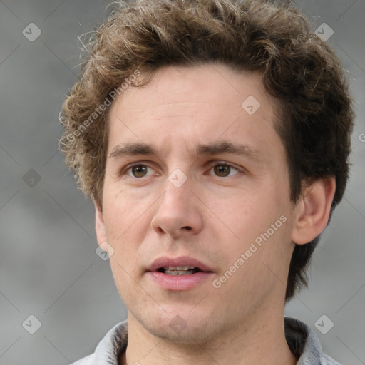 Neutral white adult male with short  brown hair and brown eyes