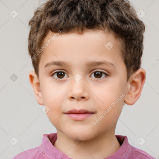 Neutral white child male with short  brown hair and brown eyes