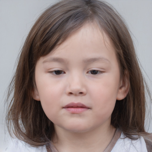 Neutral white child female with medium  brown hair and brown eyes