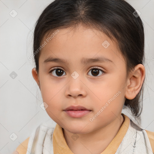 Neutral white child female with medium  brown hair and brown eyes