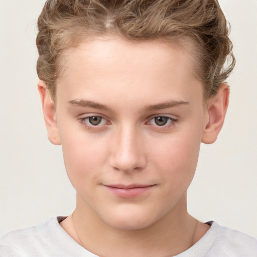 Neutral white child male with short  brown hair and brown eyes