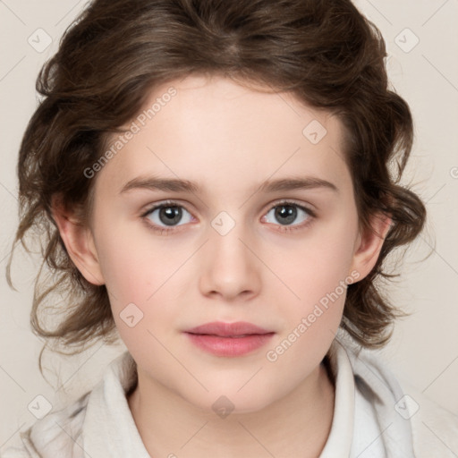 Neutral white child female with medium  brown hair and brown eyes