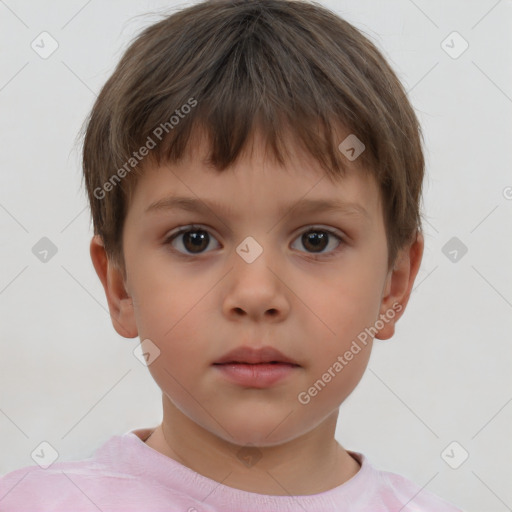 Neutral white child male with short  brown hair and brown eyes