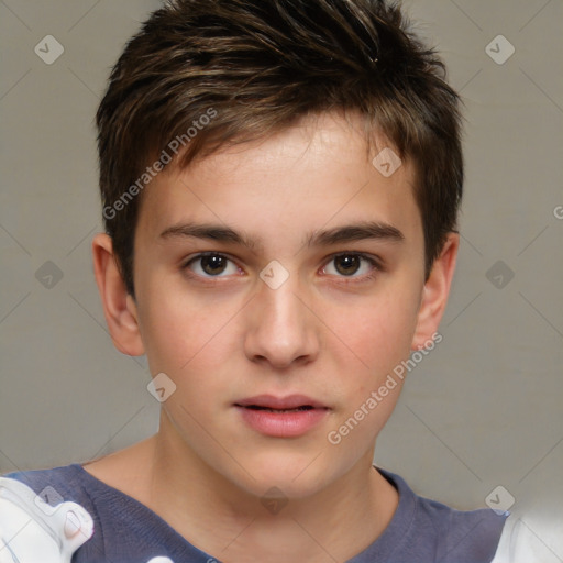 Neutral white child male with short  brown hair and brown eyes