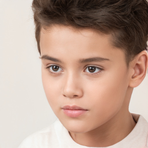 Neutral white child male with short  brown hair and brown eyes