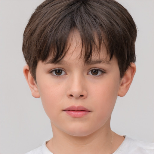 Neutral white child female with short  brown hair and brown eyes