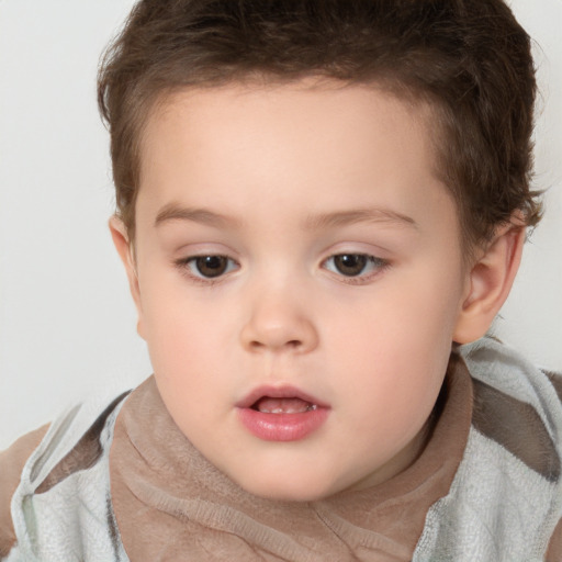 Neutral white child female with short  brown hair and brown eyes