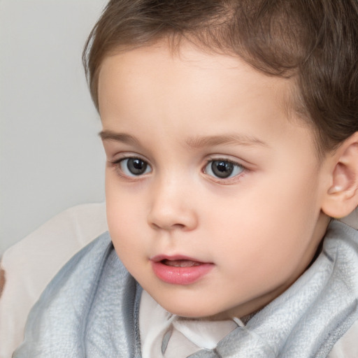 Neutral white child female with short  brown hair and brown eyes