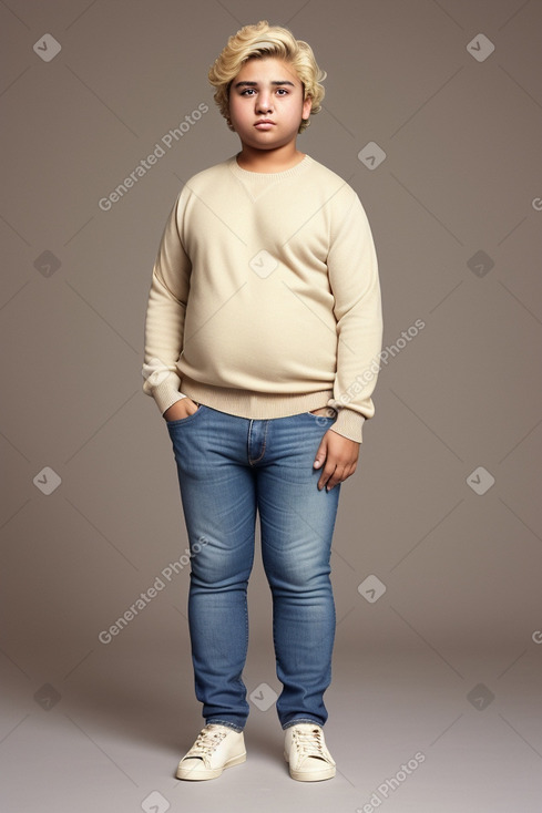 Emirati teenager boy with  blonde hair