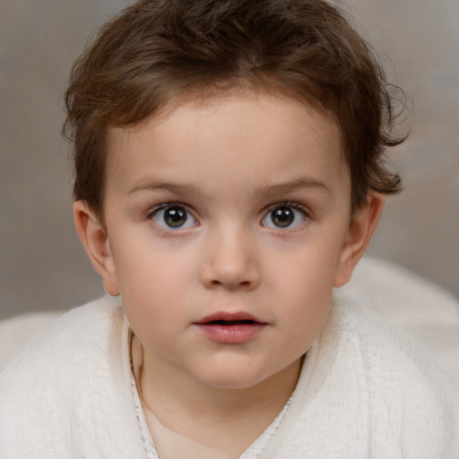 Neutral white child male with short  brown hair and brown eyes