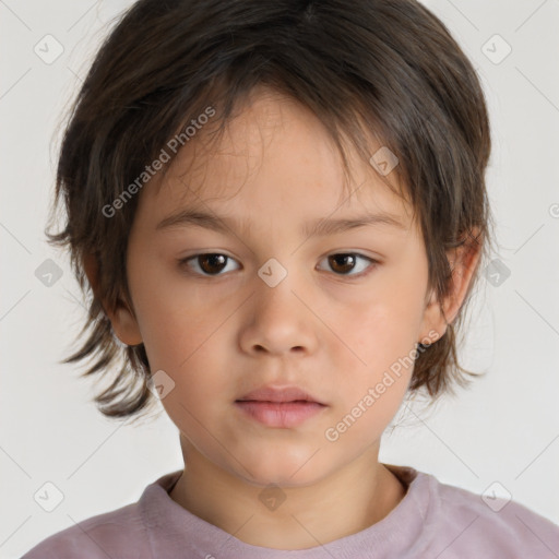 Neutral white child female with medium  brown hair and brown eyes