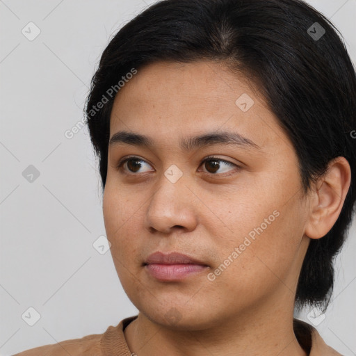 Neutral asian young-adult male with medium  brown hair and brown eyes